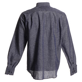 Collarhemd aus Leinen-Baumwoll-Mischgewebe in der Farbe Blau Cococler