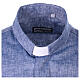 Clerical shirt in blue linen and cotton, long sleeves, Cococler s3