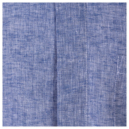 Camisa para sacerdote linho algodão azul escuro Cococler 2