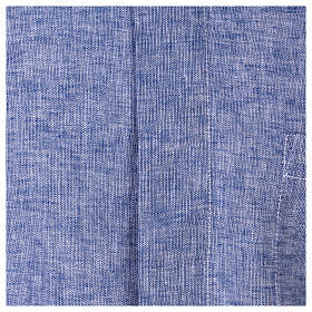 Long-sleeve clergy shirt, blue linen and cotton Cococler