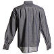Long-sleeve clergy shirt, blue linen and cotton Cococler s6