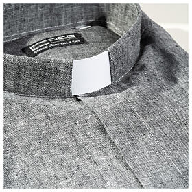 Collarhemd aus Leinen-Baumwoll-Mischgewebe in der Farbe Grau Cococler