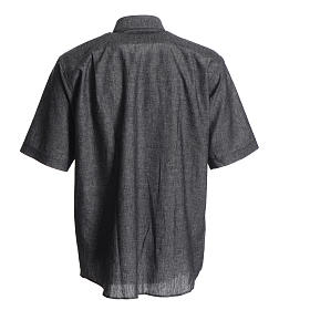 Camicia clergy lino cotone grigio
