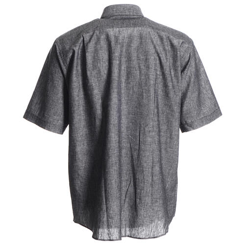 Camisa para sacerdote linho algodão cinzenta Cococler 6