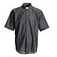 Short sleeve clergy shirt, grey linen and cotton Cococler s1
