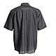 Short sleeve clergy shirt, grey linen and cotton Cococler s2