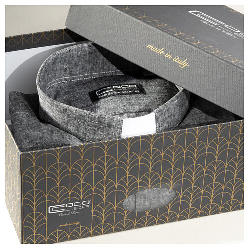 Collarhemd aus Leinen-Baumwoll-Mischgewebe in der Farbe Grau mit Langarm Cococler 6