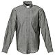 Clergy shirt with long sleeves in grey linen and cotton Cococler s1