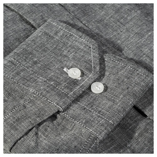 Camisa clergy sacerdotal lino algodón gris manga larga Cococler 5