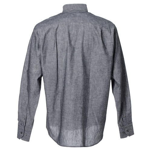 Camicia clergy lino cotone grigio manica lunga Cococler 2