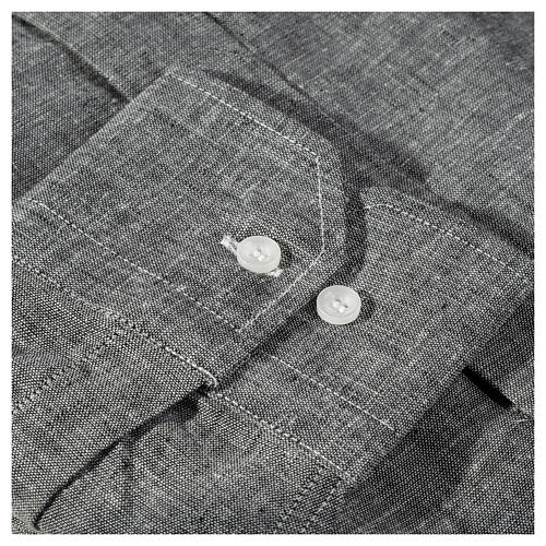 Camicia clergy lino cotone grigio manica lunga Cococler 6
