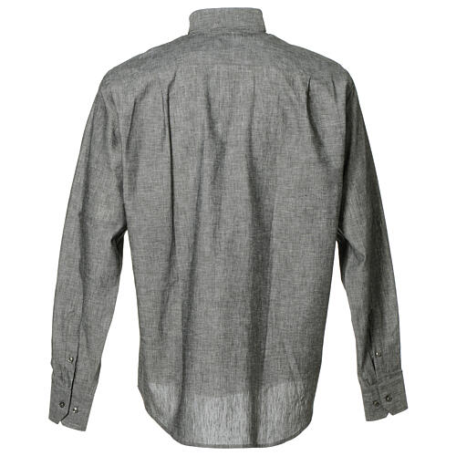 Camicia clergy lino cotone grigio manica lunga Cococler 9