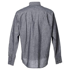 Clergy Shirts and collars: Long Sleeve Clergy shirt in grey linen and cotton Clergy Shirts and collars: Long Sleeve Clergy shirt in grey linen and cotton