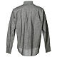 Long Sleeve Clergy shirt in grey linen and cotton Cococler s7