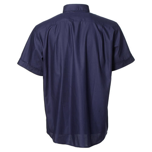 Collarhemd aus Mischgewebe aus Baumwoll-Polyester-Mischgewebe in der Farbe Blau mit Kurzarm Cococler 2