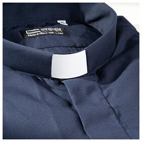 Camisa clergy sacerdote mixto algodón poliéster azul manga corta Cococler