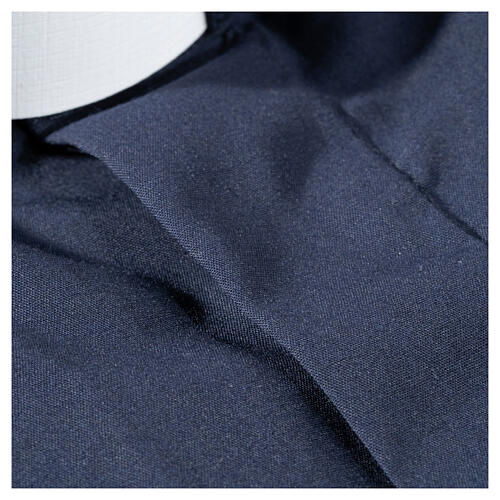 Camisa clergy sacerdote mixto algodón poliéster azul manga corta Cococler 4