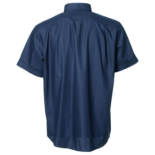 Camisa clergy sacerdote mixto algodón poliéster azul manga corta Cococler 6