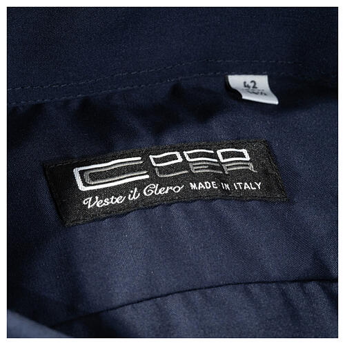 Camisa de sacerdote algodão poliéster azul M/C Cococler 3