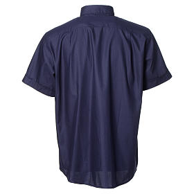 Clergy Shirts and collars: Blue short sleeves clergy shirt, cotton and polyester Clergy Shirts and collars: Blue short sleeves clergy shirt, cotton and polyester