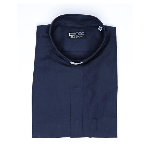 Blue short sleeves clergy shirt, cotton and polyester Cococler 4
