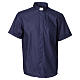 Blue short sleeves clergy shirt, cotton and polyester Cococler s1