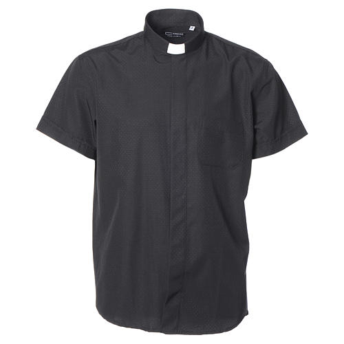 Collarhemd aus Baumwoll-Polyester-Mischgewebe in der Farbe Schwarz mit Kurzarm Cococler 5