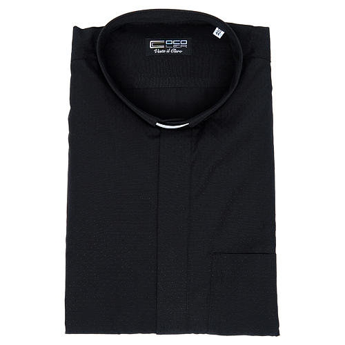 Collarhemd aus Baumwoll-Polyester-Mischgewebe in der Farbe Schwarz mit Kurzarm Cococler 3
