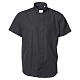 Clerical shirt with short sleeves in black cotton and polyester Cococler s5