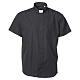 Camisa clery sacerdote algodón poliéster negro manga corta Cococler s1