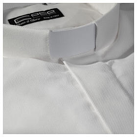 Collarhemd mit Langarm bügelleicht feine diagonale Struktur des Baumwollmischgewebe in der Farbe Weiß Cococler
