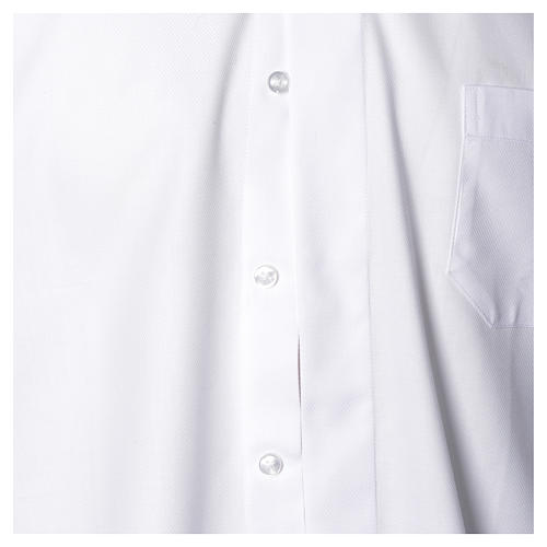 Collarhemd mit Langarm bügelleicht feine diagonale Struktur des Baumwollmischgewebe in der Farbe Weiß Cococler 4