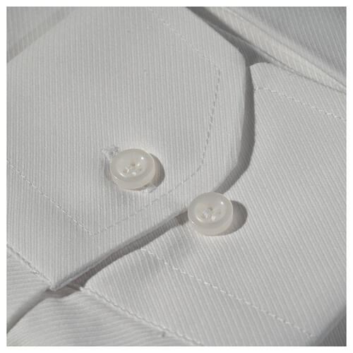 Collarhemd mit Langarm bügelleicht feine diagonale Struktur des Baumwollmischgewebe in der Farbe Weiß Cococler 6