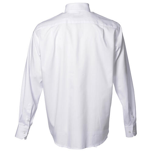 Collarhemd mit Langarm bügelleicht feine diagonale Struktur des Baumwollmischgewebe in der Farbe Weiß Cococler 8