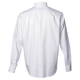 Clergy shirt with long sleeves, easy to iron, white mixed cotton