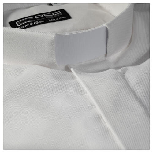 Clergy shirt with long sleeves, easy to iron, white mixed cotton Cococler 2
