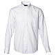 Clergy shirt with long sleeves, easy to iron, white mixed cotton Cococler s1