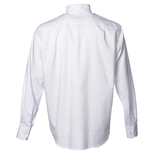 Camisa clergy sacerdote Manga Larga Planchado Fácil diagonal mixto algodón blanco Cococler 2