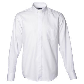 Camicia clergy M. Lunga Facile stiro Diagonale Misto cotone bianco Cococler