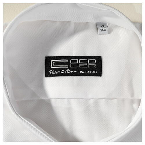 Camisa clergy M/L passo fácil sarja misto algodão branco Cococler 4