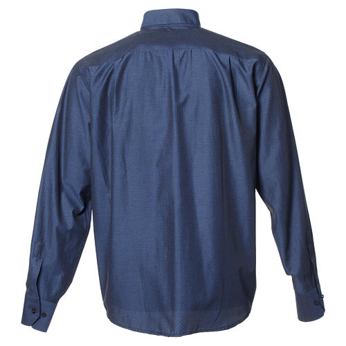 Clergy shirt with long sleeves in blue cotton and polyester Cococler 2