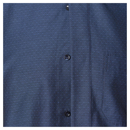 Clergy shirt with long sleeves in blue cotton and polyester Cococler 4