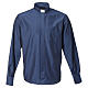 Clergy shirt with long sleeves in blue cotton and polyester Cococler s1