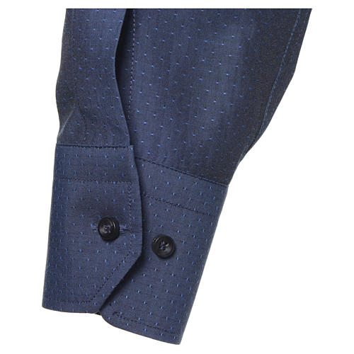 Camisa clergy algodón poliéster azul manga larga Cococler 3