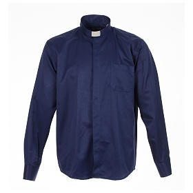 Collarhemd aus Jacquardstoff in der Farbe Blau mit Langarm Cococler