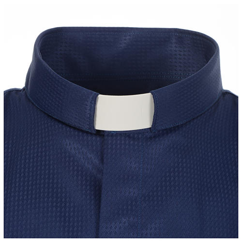 Collarhemd aus Jacquardstoff in der Farbe Blau mit Langarm Cococler 3
