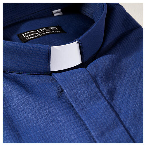 Collarhemd aus Jacquardstoff in der Farbe Blau mit Langarm Cococler 2