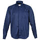 Chemise clergy jacquard bleu manches longues Cococler s1