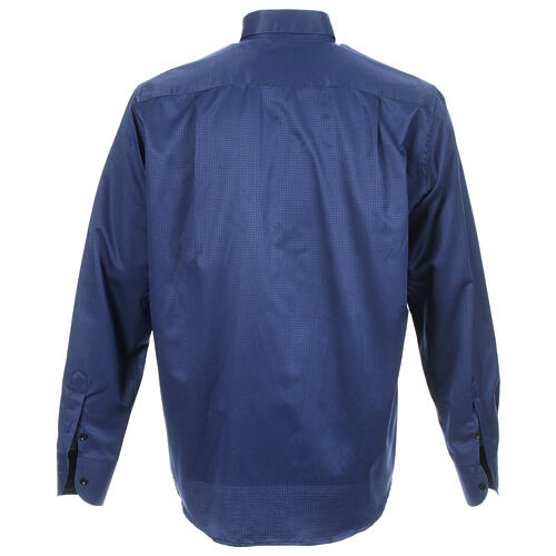 Koszula kapłańska jacquard niebieski długi rękaw Cococler 8