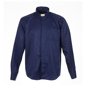 Clergy Shirts and collars: Long sleeve tab collar shirt, blue jacquard Clergy Shirts and collars: Long sleeve tab collar shirt, blue jacquard